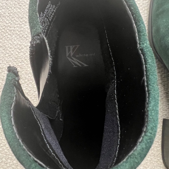 White Mountain Ankle Boots Women 7.5 Green Suede Leather Block Heel Zip Closure - Picture 8 of 11